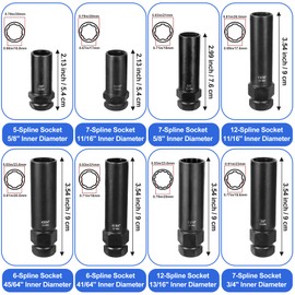 Builimeer Spline Lug Nut Socket Set - 8 Pieces
