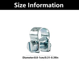 15 PCS Fuel Pipe Clips, Fuel Line Clips, Fuel Hose Clamps, Fuel Hose Clips for Securing Small Diameter Hoses Silver Iron Galvanized Non-Stainless Steel Material