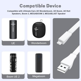 Xivip UE Boom Charging Cord Compatible with UE Wonderboom 3, 2, Boom 3, 2, UE Roll Speakers, MEGABOOM 3, MEGABLAST Speaker (3.9 FT, White)