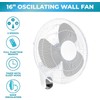 EZ-CHILL 16" Oscillating Wall Mount Fan with Remote Control, Timer,