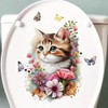 Flower Cat Toilet Cover Sticker Decals,Fish Bird Flower Leaf Waterproof