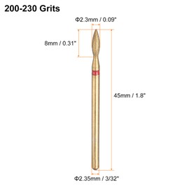 HARFINGTON 8pcs 200-230 Grits Diamond Grinding Bit 2.3mm Oval Head 2.35mm Shank 8mm Length Titanium Plated Stone Sanding Drill Bits Rotary Tool for Nails Grinding Polishing