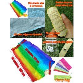 Winged Sirenny Large Single Silk Fan Veil 70"x 45", Worship Praise Adoration Belly Dance Flag Streamer (Fire)