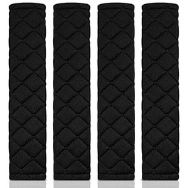 Seat Belt Cover 4-Pack Black Car Seat Belt Pads 24x6x2cm, Soft Velvet & Sponge Padding, Adjustable & Removable Shoulder Strap Covers for Car Seat Belts, Backpack Straps, Laptop Bags, Travel