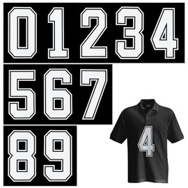 20 Pcs 8 Inch White Iron on Vinyl Number Stickers, White 0-9 Heat Transfer Decals Iron Heat Press Numbers on Patches for T Shirts Team Uniform Sports Football Basketball Baseball Craft Clothing Decor