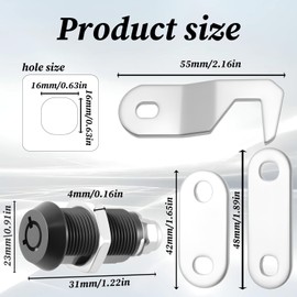 Tool Box Locks with Keys, 1 Pack Black Tool Box Lock Tubular Cam Locks Cabinet Locking Keyed Alike Hook Cam Zinc Alloy Toolbox Lock Replacement for Mailbox RV Storage Door Cabinet Keyed Alike