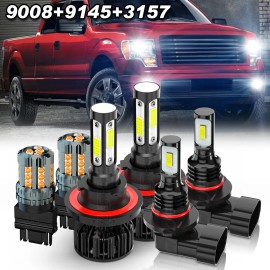 CHUSYYRAY For Ford F150 2004-2014 LED Headlight Hi/Lo+Fog Light Bulb+Turn Signal Lamp Bulb