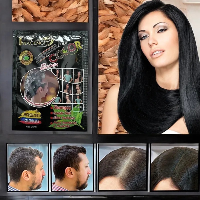 Imagencit Shampoo Cubrecanas Negro 3 Sobres 25 Ml C/u 1