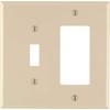 Leviton 2-Gang 1-Toggle 1-Decora/GFCI Combination Wallplate, Midway Size, PJ126-T, Light