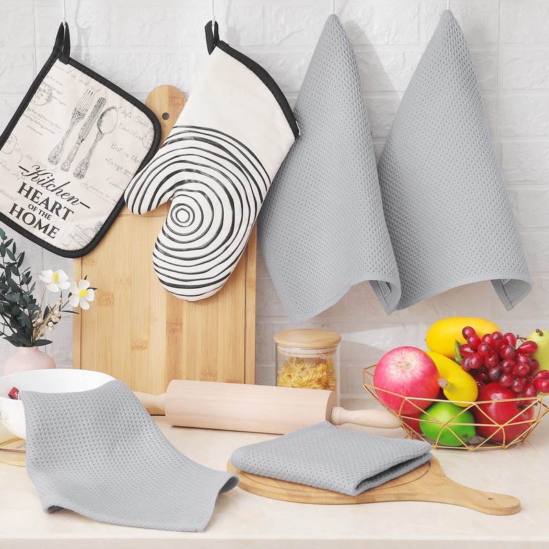 Moosfor 100% Cotton Tea Towels, Highly Absorbent Soft Dish Cloths,