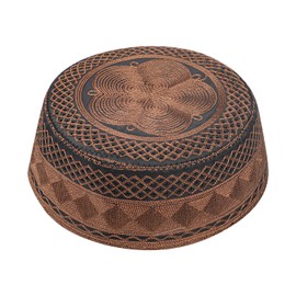 YJZQ Male Muslim Prayer Hat Men's Islam Hat Embroidery Muslim Hat Prayer Hat Turkish Arabia Traditional Head Cap for Men, dark brown