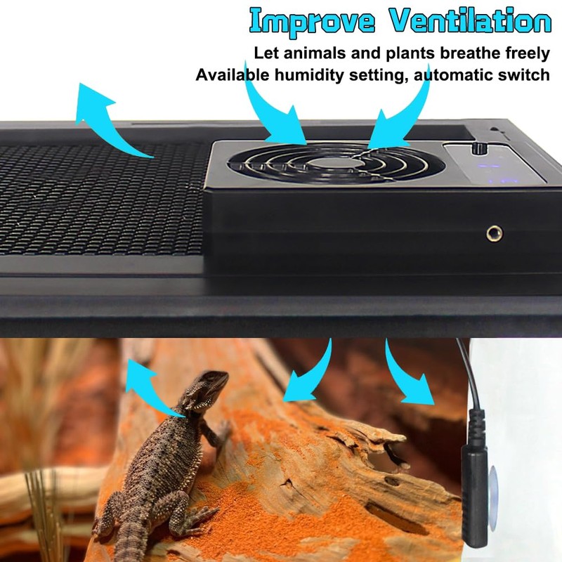 Silkwish Reptile Cooling Fan, Reptile Ventilation Fan, Intelligent Fan Reptile