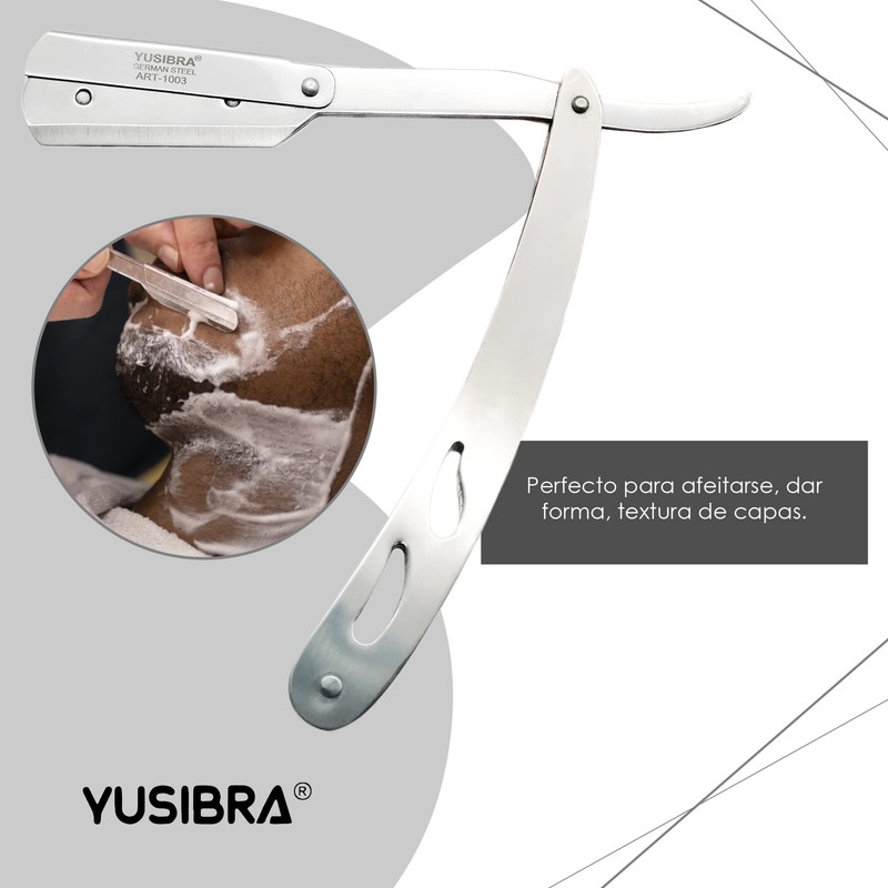 Yusibra Porta Navaja de Barbero, Acero Inoxidable, Afeitar,Calidad Profesional Acero