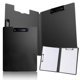 Clipboard A4, Premium Clipboard Folder with Lid, Foldover Clip Boards Double Clip Plastic Folder, Black Lightweight Clip Folder for Business, Office, School