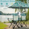 Ynredee Double Camping Chair with Removable Umbrella,Folding Two-Person Seat Beach