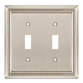 Henne Bery Sunken Pearls Heavy Duty Decorative Wall Plate Switch Plate Outlet Cover (Double Toggle, Satin Nickel)