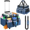 Large Rolling Cleaning Caddy Bag with Detachable Trolley,Cleaning Cart on