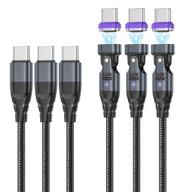 USB C Magnetic Charging Cable (3 Pack, 1.6ft+3.3ft+6ft) 180 Rotation Magnet Phone Charger 16PIN PD 240W Magnetic USB C Charging Cable Magnet Charger Data Transfer Cord for Type C Device Phone