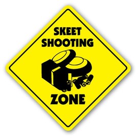 SignJoker] Skeet Shooting Zone Sign Shooter Clays Shotgun Guns Wall Plaque Decoration