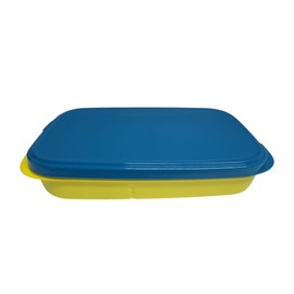 Tupperware to Go Lunch Box Clever Break 590 ml Lunch Box with Divider Eco+ School (Yellow Turquoise 590 ml)