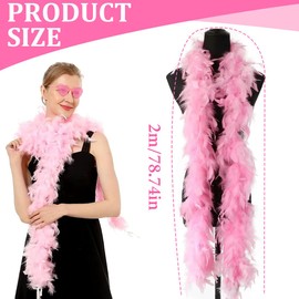 NHQZ NHQ Feather Boa, 1920 Costume Women's Accessory Set, Feather Boa Pink, 20s Costume Women, Pink Feathers, Fluffy Feather Boa, Feather Boa, Pink Flamingo, Feather Jewellery, for Wedding Dress Party