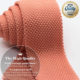 WANDM Men's Pointed Knit Tie Necktie Width 2.75 inches Washable Solid Color Coral Pink