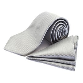 MICHIKO LONDON la-cpn-34 Michi Kolondon 100% Silk Formal Pocket Square & Necktie, Made in Japan, For Careful Occasions, Dresses, Weddings, Silver Gray, gray