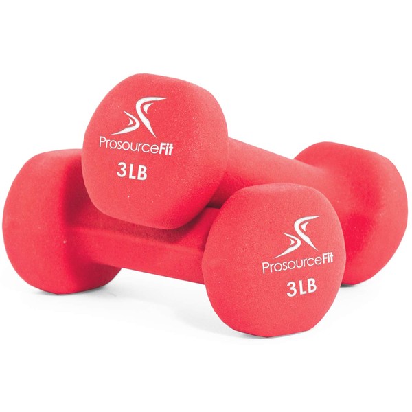 ProsourceFit Set of Two Neoprene Dumbbells, Red, 3 pounds (ps-1140-neo-red)