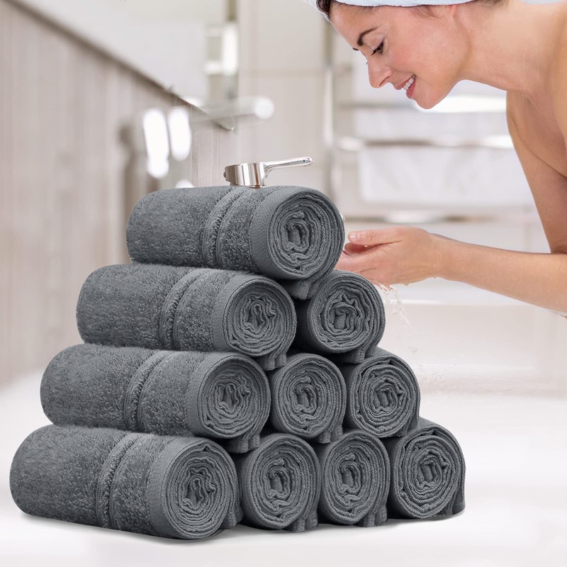 LINENOVA 100% Cotton Face Washer Towel (10 Pack) - Ultra-Soft,