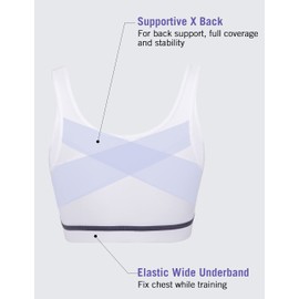 Syrokan Ladies’ Sports Bra, Strong Support, With Zip, Without Underwire and Inserts - White Plain, size: 85d