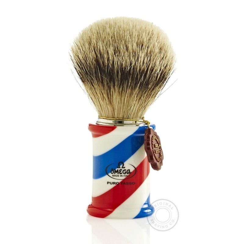 Omega 6735 Barber Pole Super Badger Shaving Brush