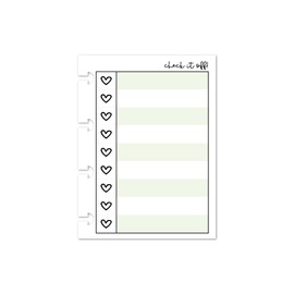 Micro size Heart Checklist Refill for Disc Notebooks, 4 Disc, 3" x 4", Compatible with Disc-Bound Planners such as the Happy Planner, TUL, Staples ARC (Celery)