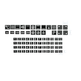 Cooker Symbol Sticker Set for Cooker Labelling (RPt32) (6 mm Black Background and White Signs)