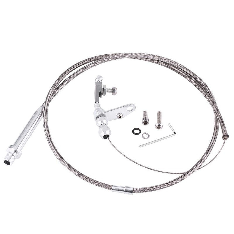 Keenso Th350 Kickdown Cable, Silver Stainless Steel Braided Kickdown Cable
