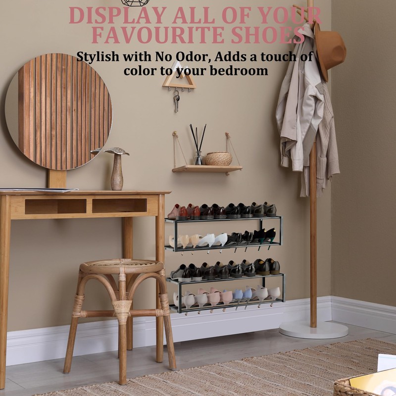 4 Pack Expandable Wall Mounted Shoe Rack, 17"-31" Adjustable Hanging