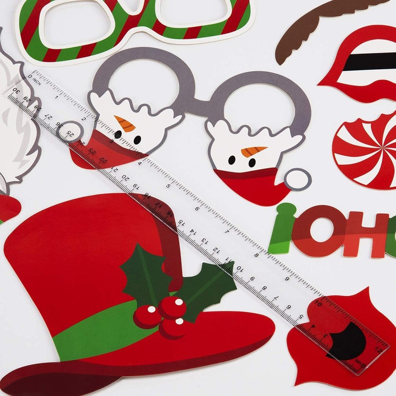 SAVITA 32 Pcs Christmas Photo Booth Props Kit Selfie Props