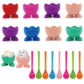 8Pcs Egg Cups Set, Egg Cups 8 Adorable Egg Topper for Boiled Eggs, Creative Breakfast Boiled Egg Holder Fun Kitchen Accessories for Kitchen Boiled Eggs Breakfast Stack (Randomly Colored)