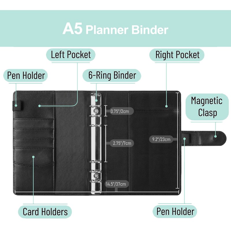 Zelten PU Leather Personal Notebook Planner with 80 Pages Loose
