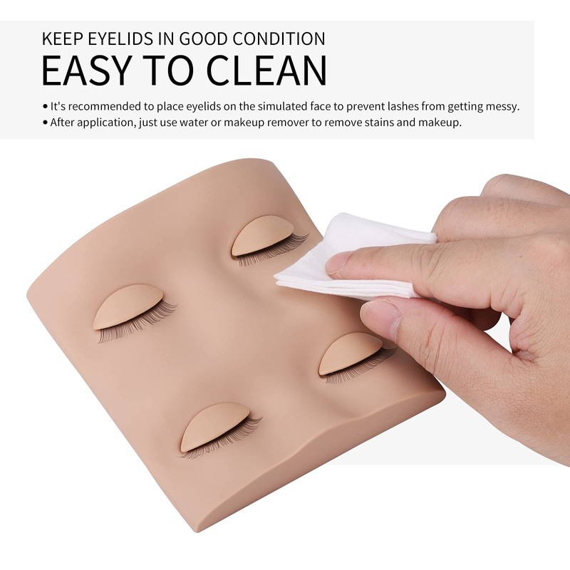 Miuffue Replacement Eyelids for Mannequin Head, 2 Pairs Eyelash Extension