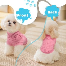Viiotu Small Dog Jumper & Sweater - Elastic Warm Knitwear for Pets, Soft Breathable Winter Clothes, Machine Washable Dog Costume Ideal for Chihuahua, Pug, Yorkie & Small Breeds (Pink, XXL)