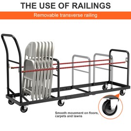 Folding Chair Cart with Wheels Heavy Duty 500 LBS Capacity, Rolling Chair Dolly for 50 Chairs w/Dual Handles & Anti-Fall Design, Commercial Cart for Events, Church, Conference, Weddings