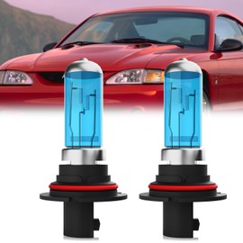 LECCIBUB Headlight Bulbs Compatible With Ford Mustang 1994-2004, 9007 High Low Beam Halogen Light Bulb Combo, Super Bright 6000K White, Plug and Play, Pack of 2