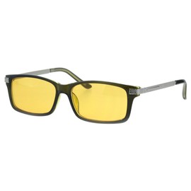 Womens Narrow Rectangular Plastic Blue Light Protection Computer Glasses Green Silver