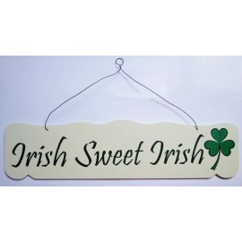 OWI Sweet Irish Sign 3-Leaf Clover Lucky Shamrock St. Patrick's Day wood wall decor