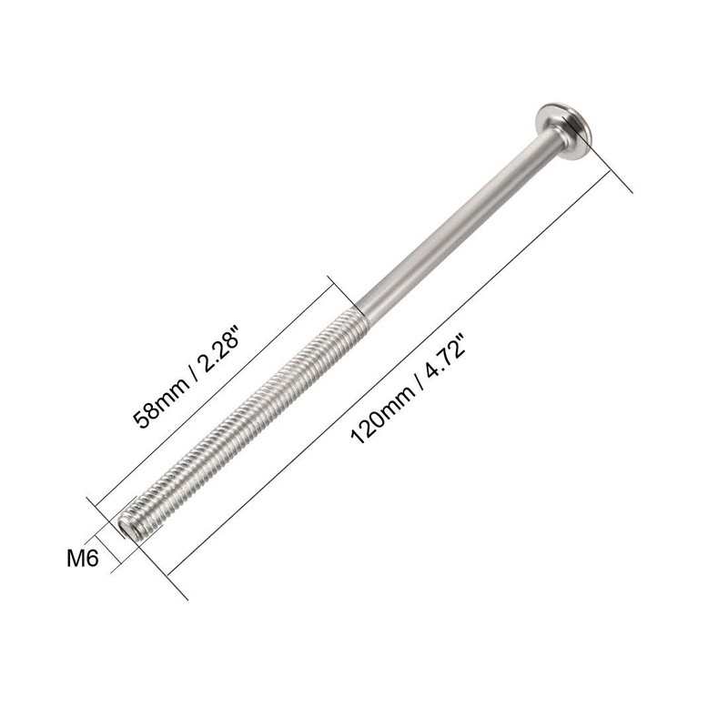 sourcing map M6x120mm Phillips Head Screws Furniture Bolts 58mm Thread