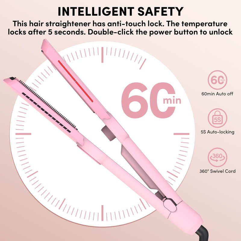 GLOBLWING Flat Iron Hair Straightener Professional 3D Floating Ceramic Plates