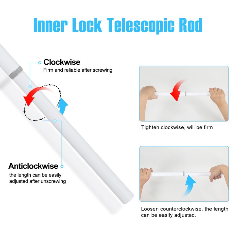 Wardlock 33cm-54cm White Extendable Stainless Steel Wardrobe Rail, Adjustable Clothes