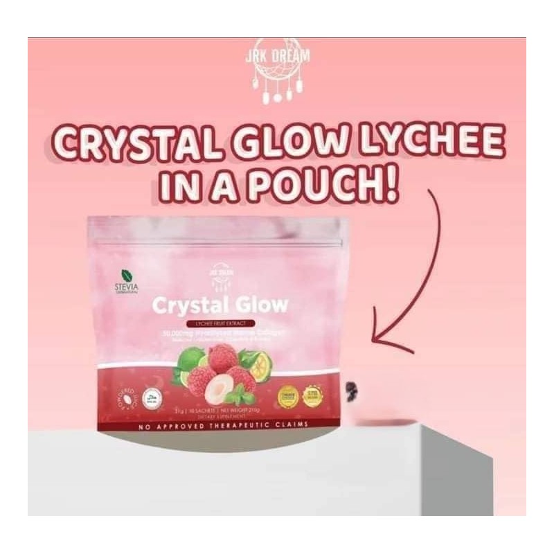 1 Crystal Glow Lychee Fruit Extract 50,000mg Hydrolized Marine Collagen