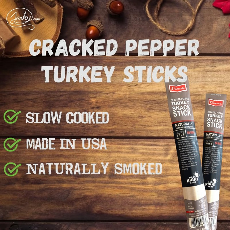 Jerky.com Cracked Pepper Turkey Meat Sticks – 26 Pack |