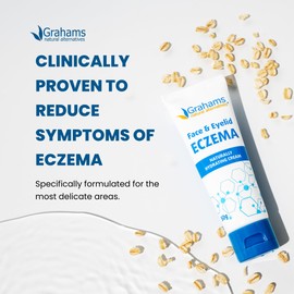 Grahams Natural Face & Eyelid Eczema Cream - Treatment for Eczema, Dermatitis, Itch Relief, Redness, Inflammation & Very Dry Skin - with Colloidal Oatmeal - Hypoallergenic & Steroid-Free (1 x 50g)